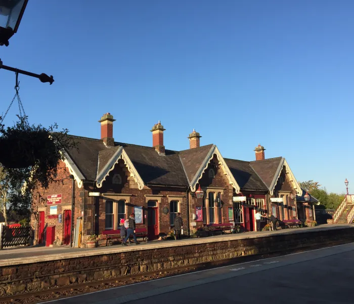 Appleby Railway Station, with blue sky.