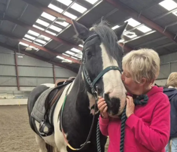 woman kissing a horse
