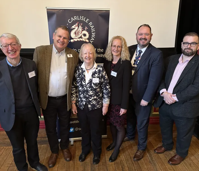 Chair of Settle Carlisle Trust Bryan Gray CBE DL, Chair of Settle Carlisle Railway Development Company, Pete Myers, Chair of Friends of the Settle Carlisle Line, Allison Cosgrove, Settle Carlisle Railway Trust and Friends of Settle Carlisle Line Commercial Manager, Anna Jackson, Customer and Commercial Director Northern Trains Alex Hornby and Head of Tourism, Visit North Yorkshire, Tony Watson.