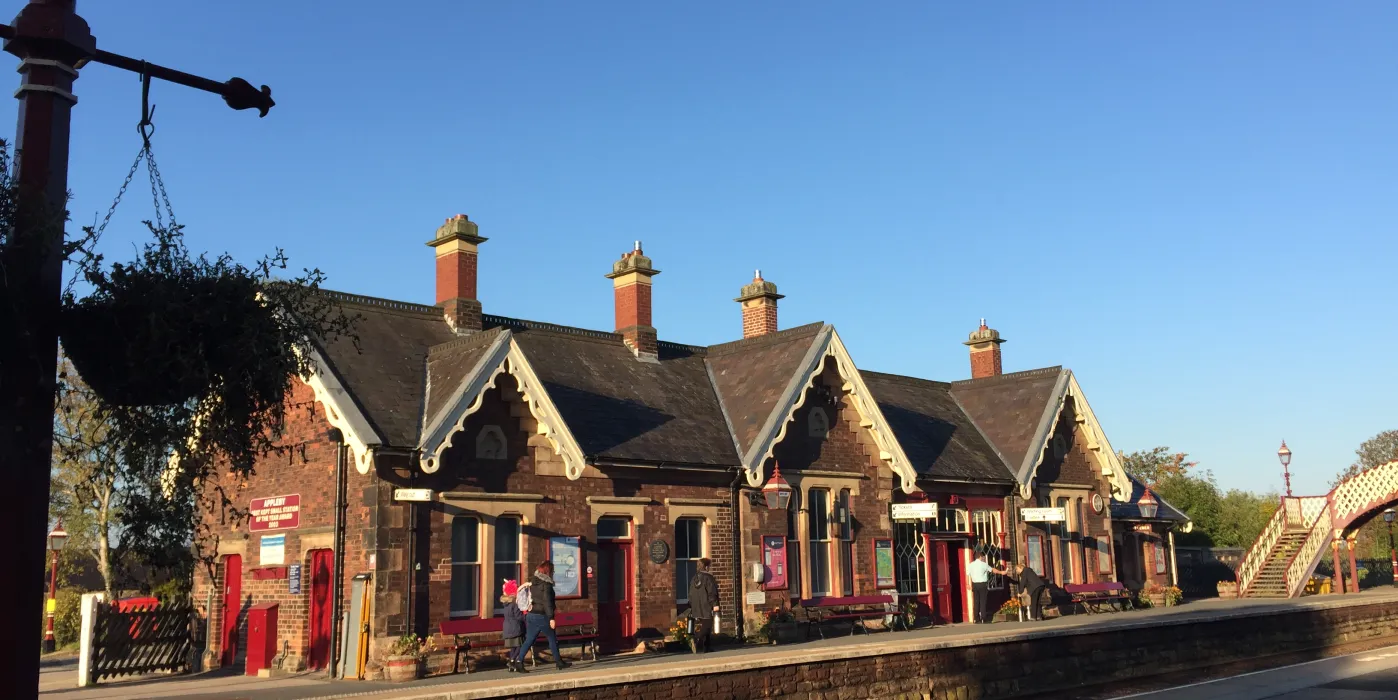 Appleby Railway Station, with blue sky.